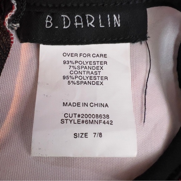 B. Darlin Red & Black Floral Printed Design Sleeveless Halter Neck BodyCon Dress - Picture 6 of 7